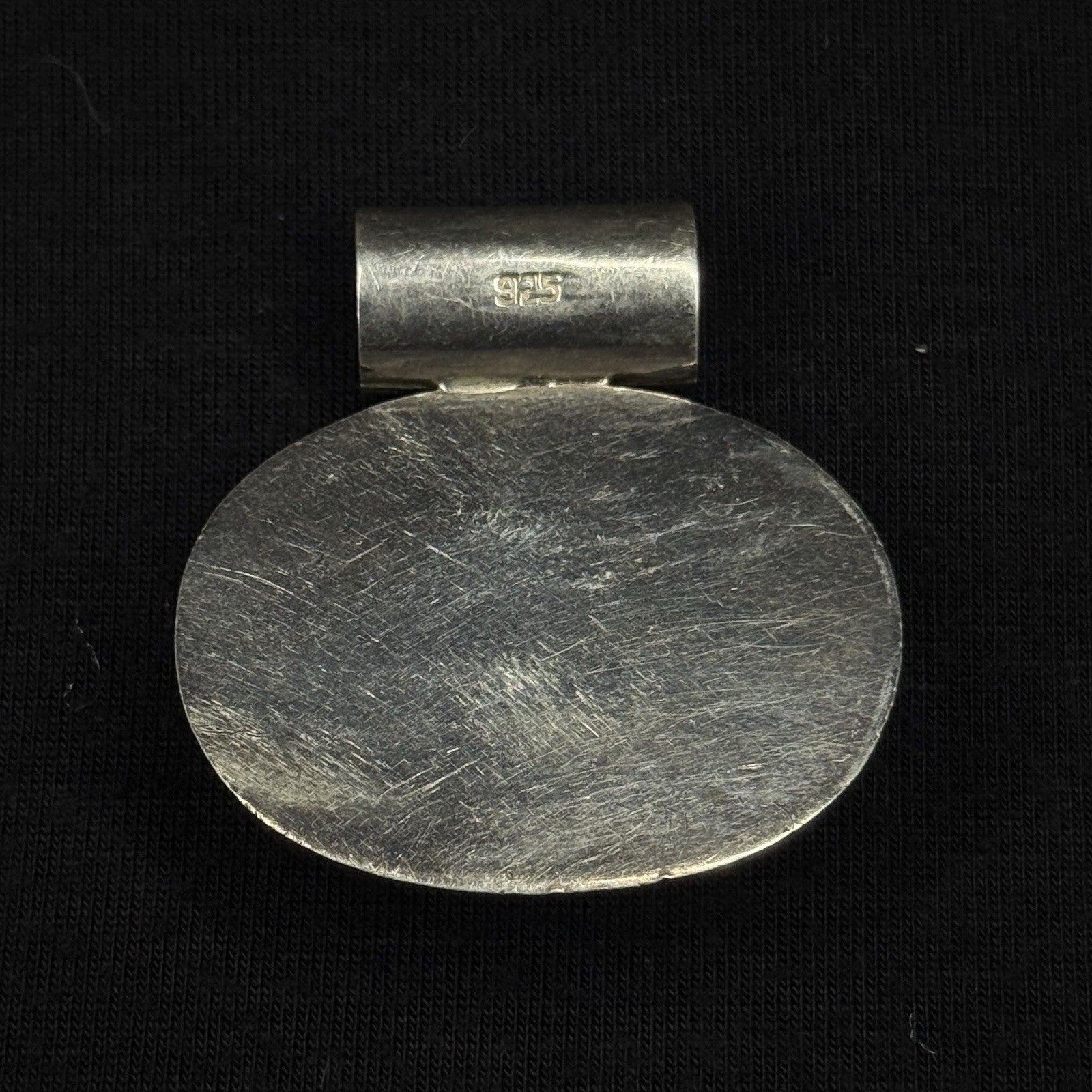 Vintage Sterling Silver Large Black Oynx Pendant 925 Chipped 27g