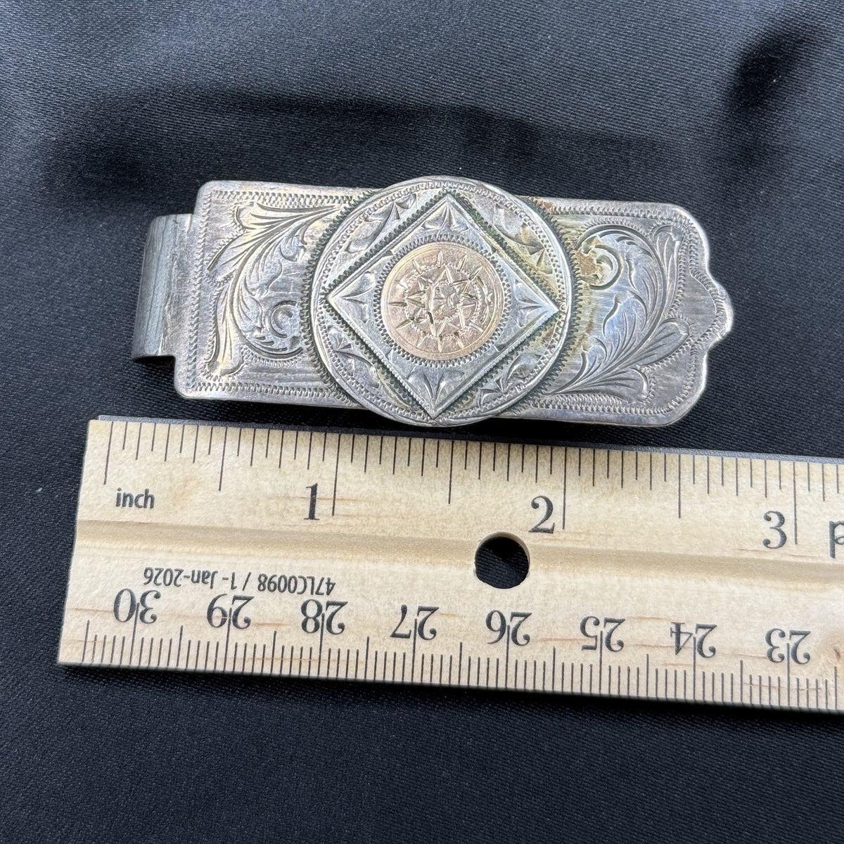 Estate Sterling Silver & Gold Mexican Money Clip 925