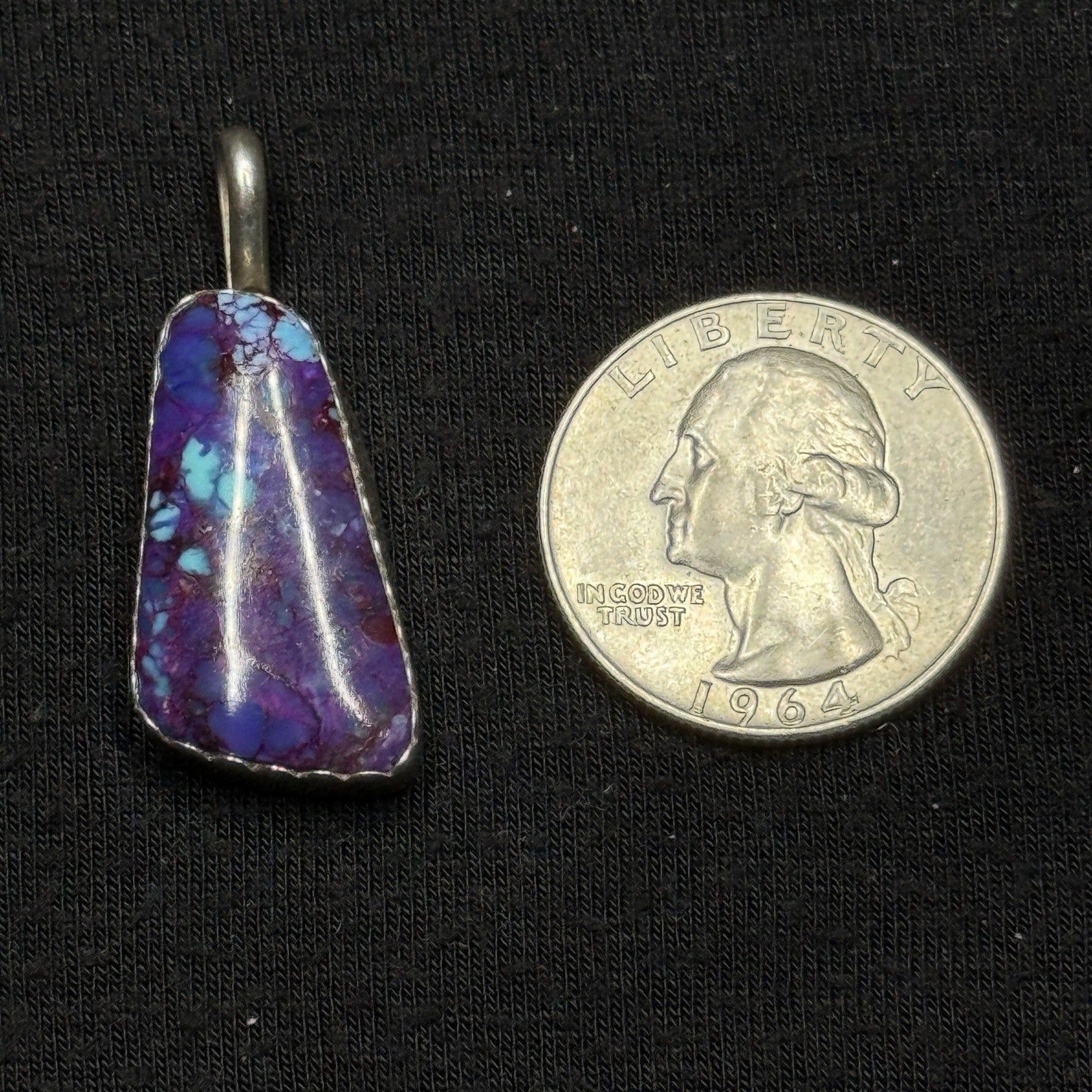 Native American Tsosie Navajo Purple Turquoise Sterling Silver Pendant 925 Begay