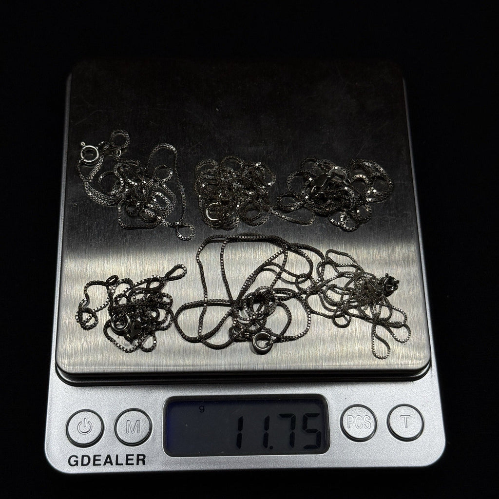 Lot Of 6 Sterling Silver Box Link Chains 925 Various Sizes 11 Grams