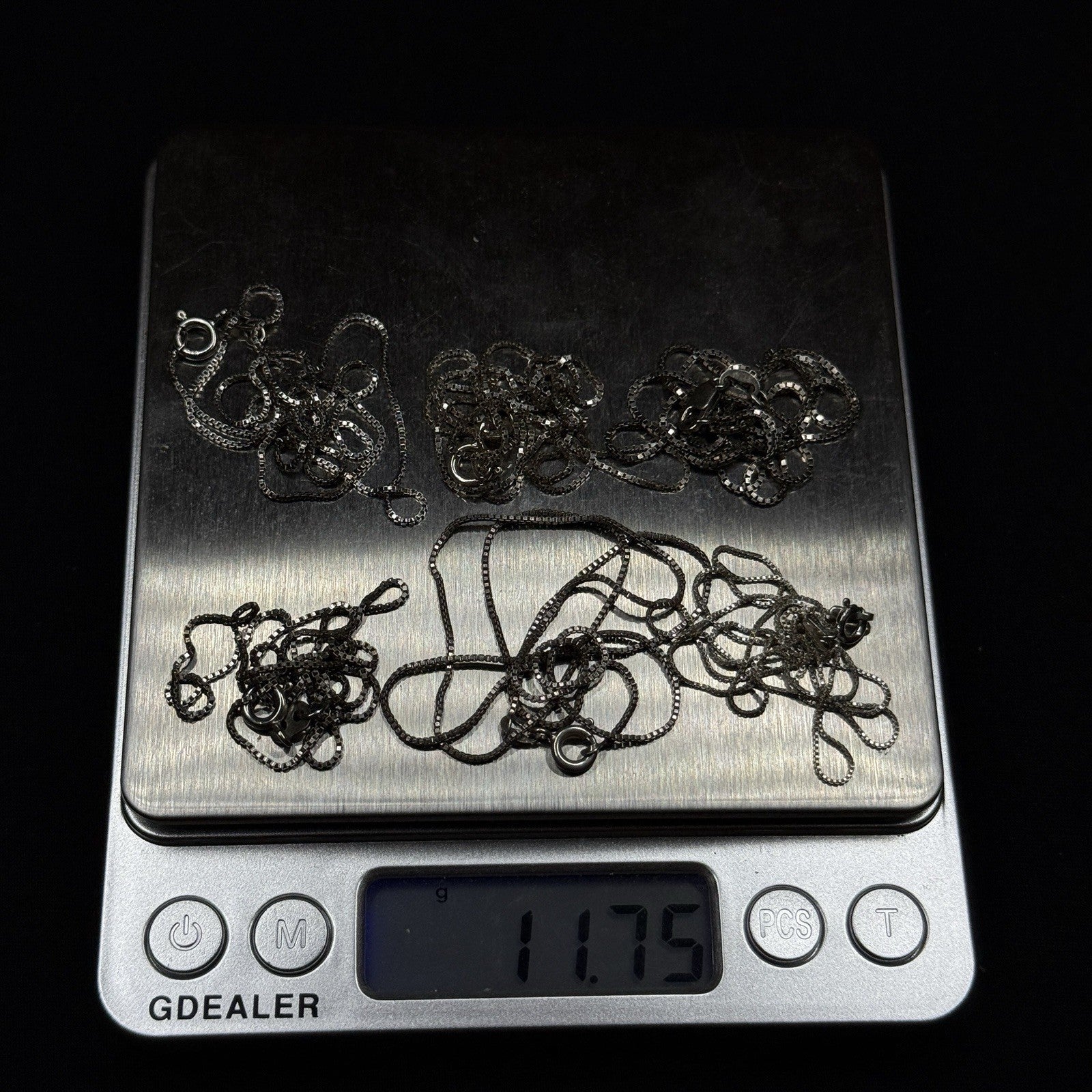 Lot Of 6 Sterling Silver Box Link Chains 925 Various Sizes 11 Grams