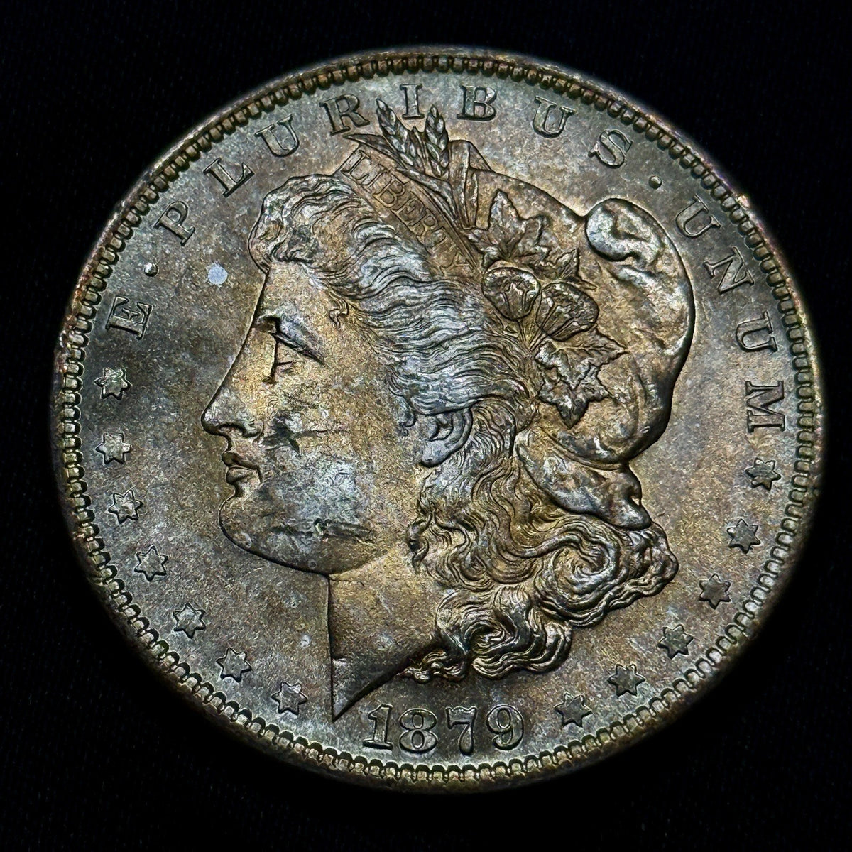 1879-S Morgan Silver Dollar Raw Uncirculated Gem Luster Toned