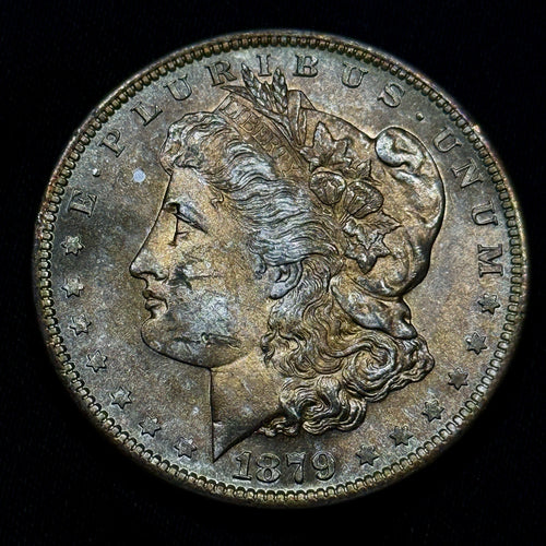 1879-S Morgan Silver Dollar Raw Uncirculated Gem Luster Toned