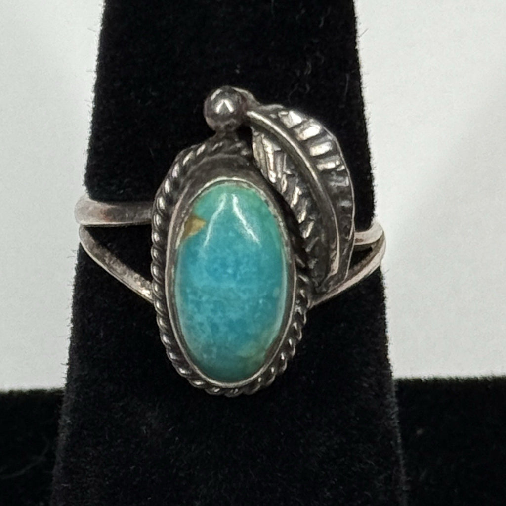 Native American Style Sterling Silver Ring Turquoise 925 Size 4.75 Unsigned