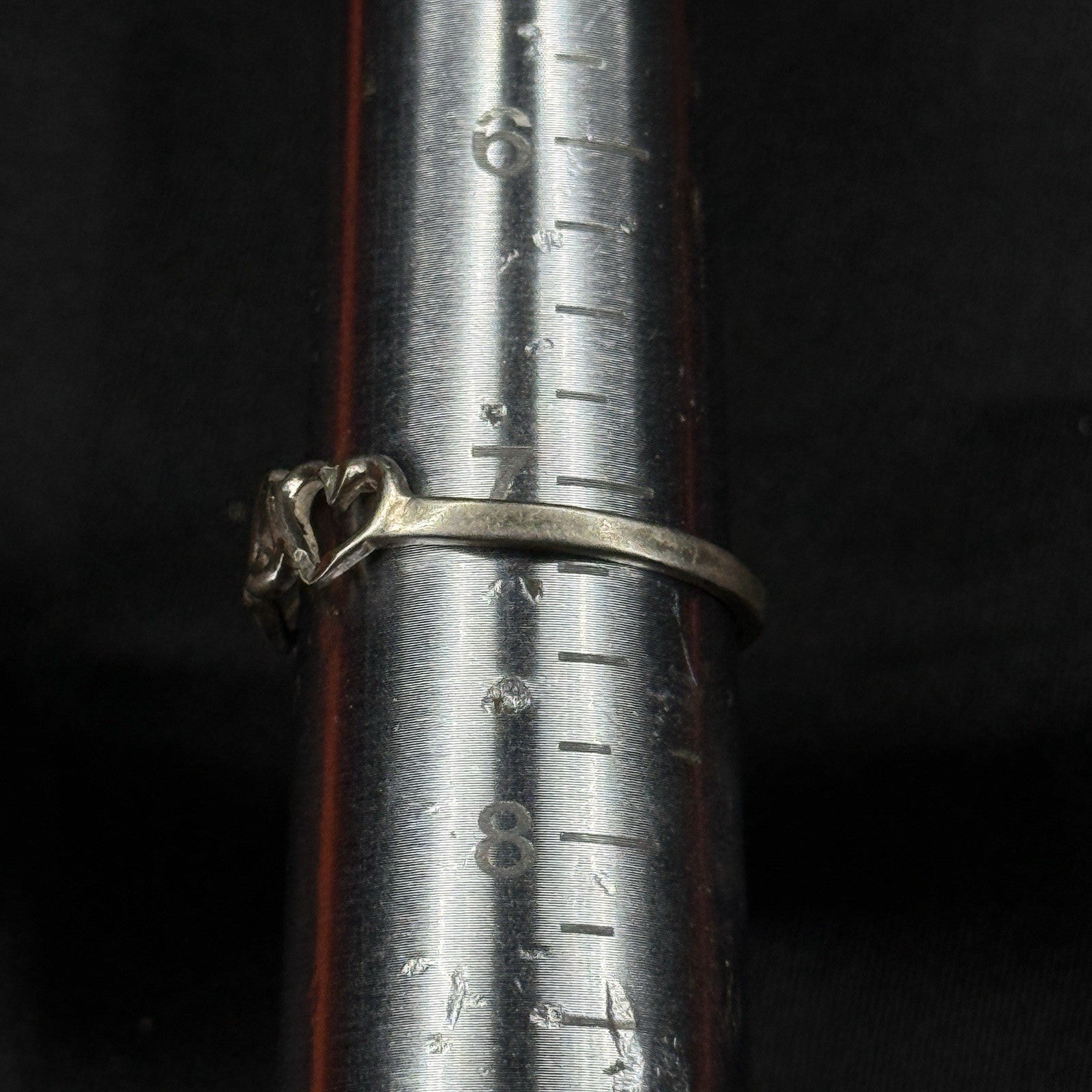 Estate Sterling Silver Cutout Hearts Ring Band Size 7