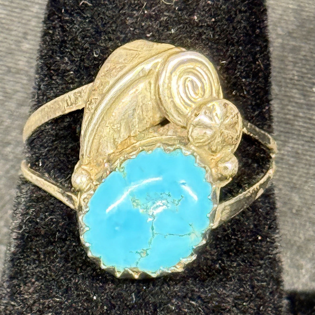 Native American Style Sterling Silver Ring Turquoise Size 5.75 Unsigned