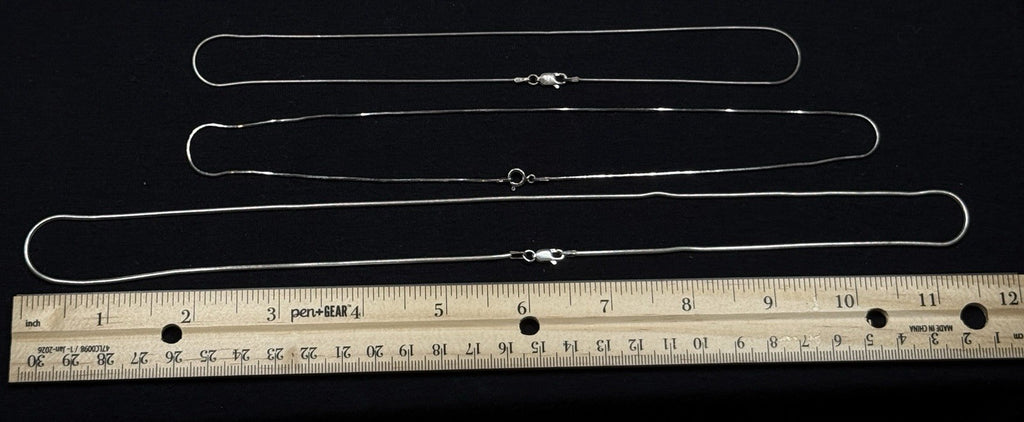 Lot Of 3 Sterling Silver Snake Chains 925 Various Sizes  18.3 Grams