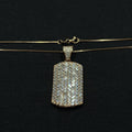 Estate Sterling Silver CZ Chevron Pendant Necklace Dog Tag Rose Gold 925 19IN