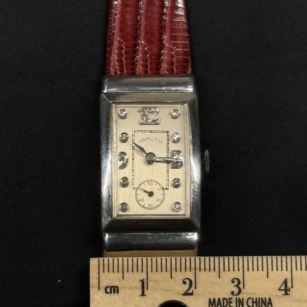 Estate Hamilton Platinum Manual Wind Diamond Dial Men's Wrist Watch 19J