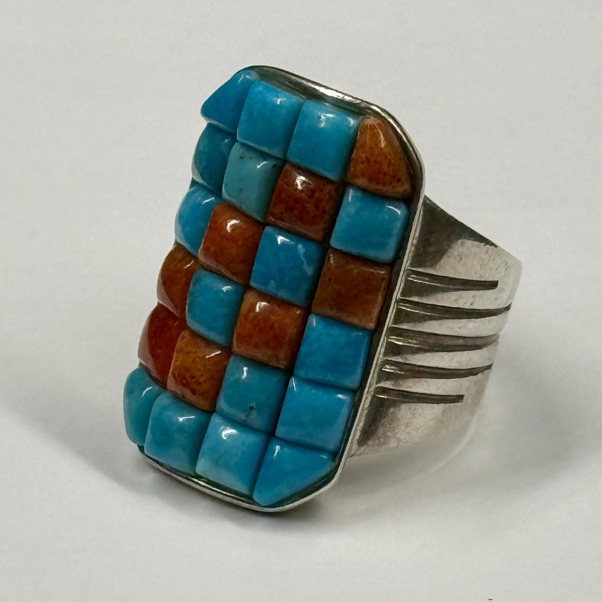 Estate Sterling Silver DRT Turquoise Coral Ring Size 6.5 Jay King
