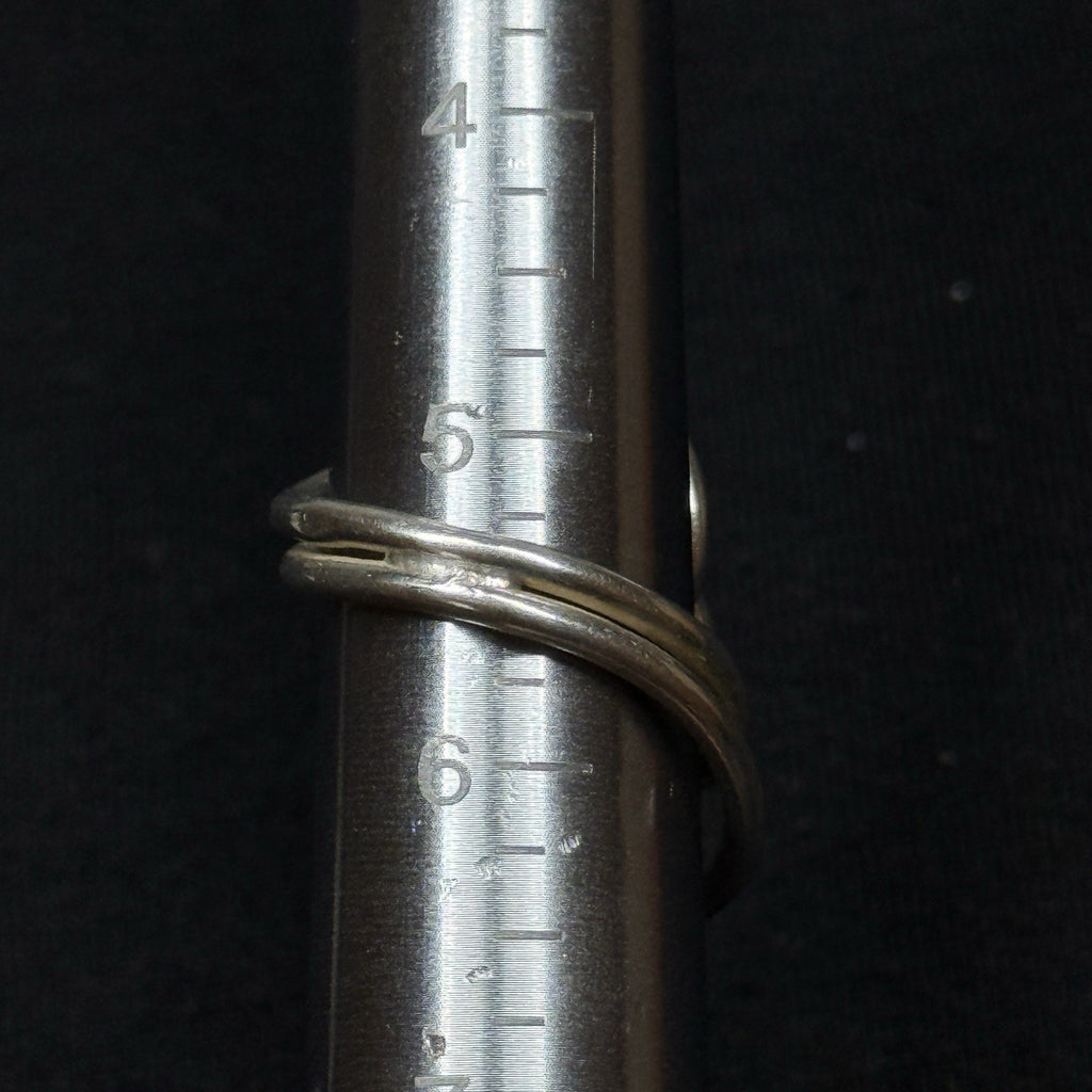 Estate Sterling Silver Ring Black Oynx Oval Split-Wave Band Size 5.5 925