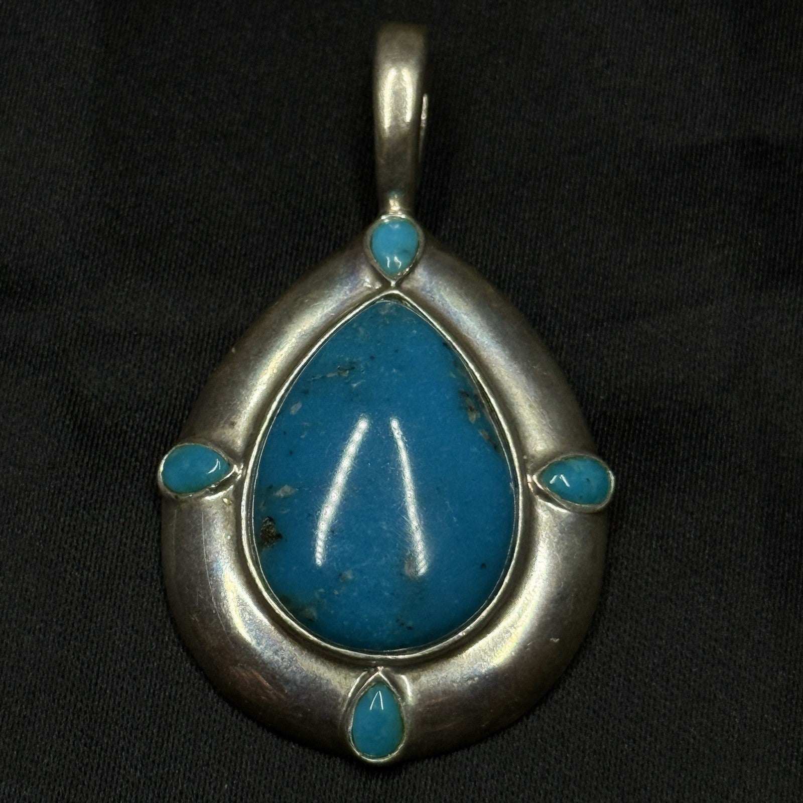 Carolyn Pollack Relios Sterling Silver Turquoise Teardrop Enhancer Pendant 925