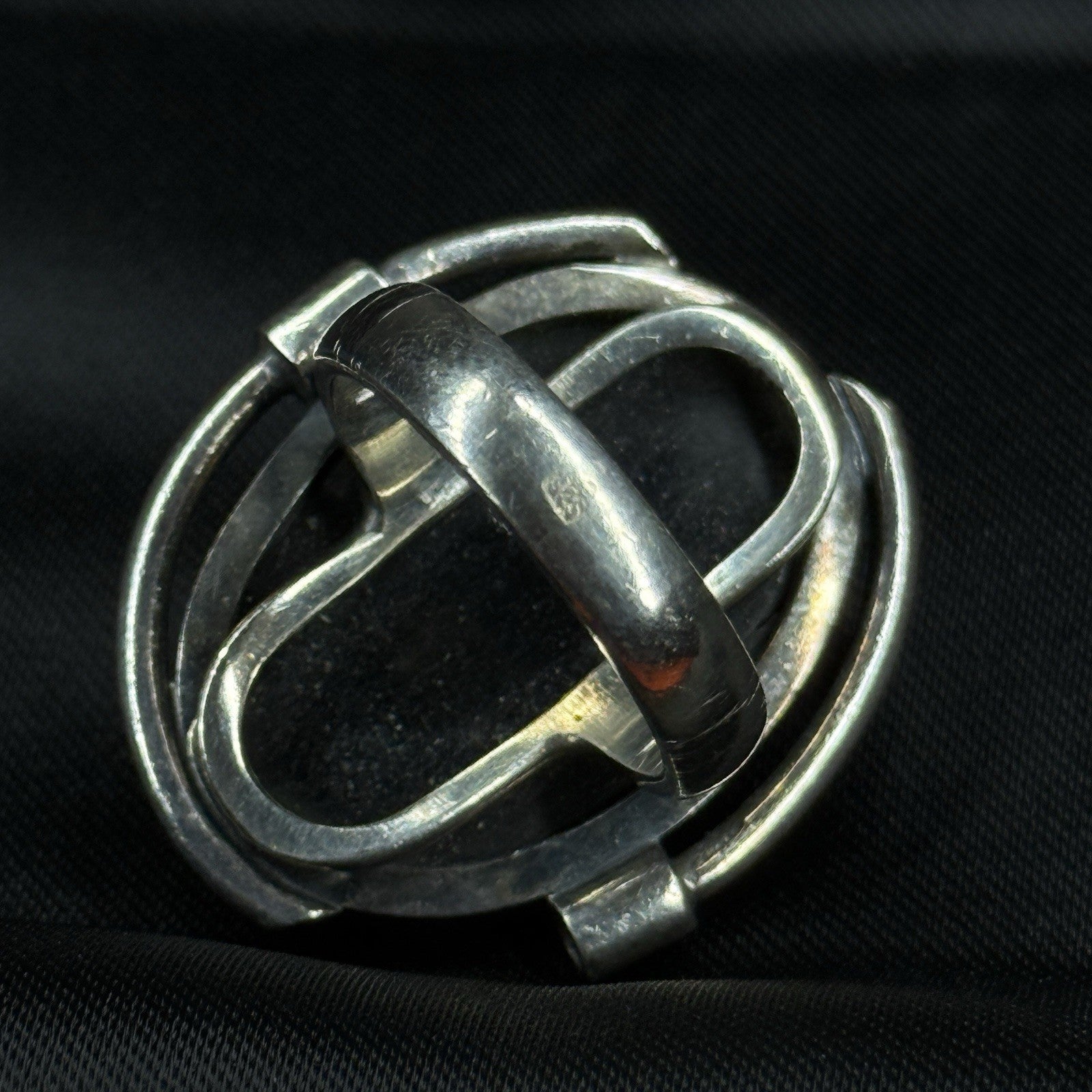 Estate Sterling Silver Ring Amber Hallmarked Size 4.5 925