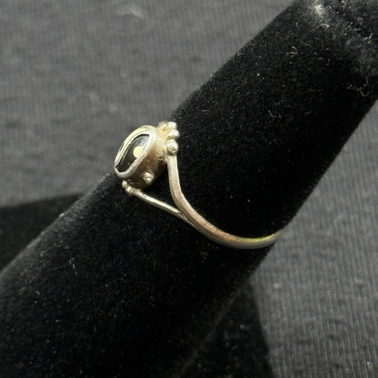 Estate Vintage Sterling Silver Yin Yang Enamel Ring Size 4.5