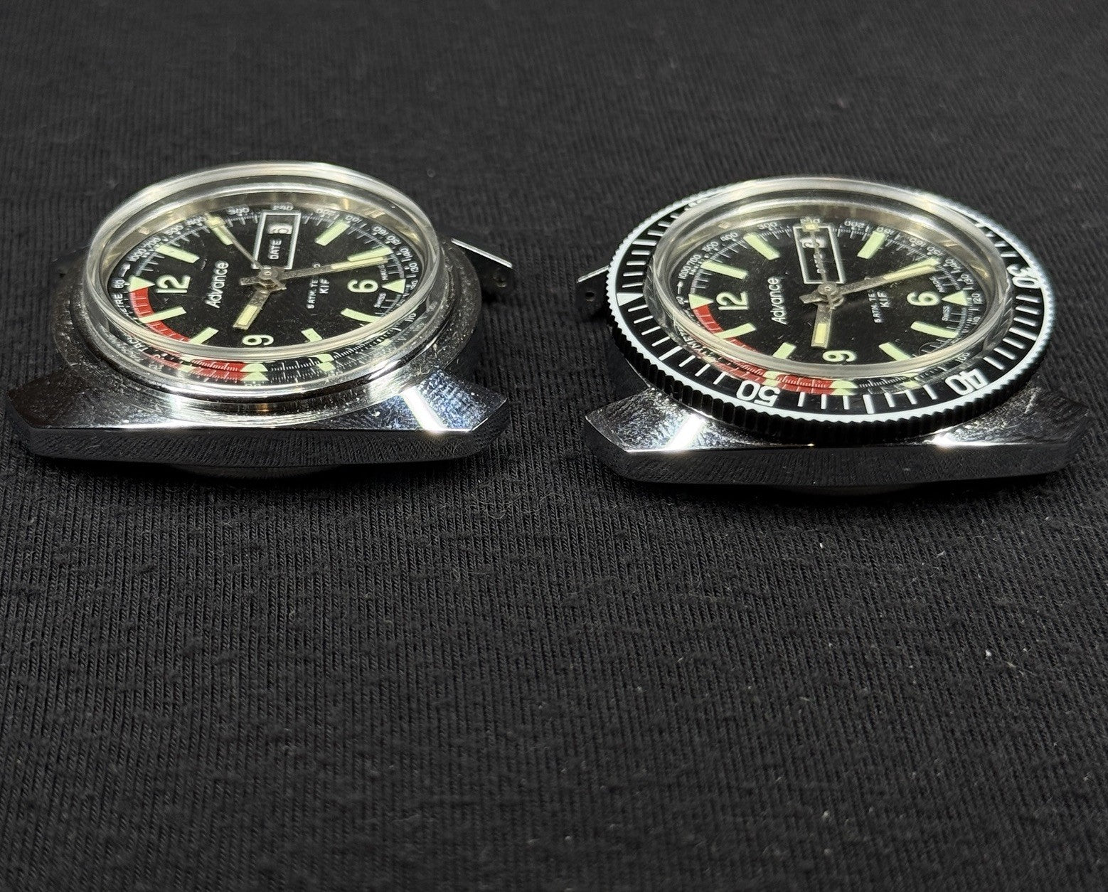 Two Vintage Advance Skin Diver Watches ATM KIF New Old Stock