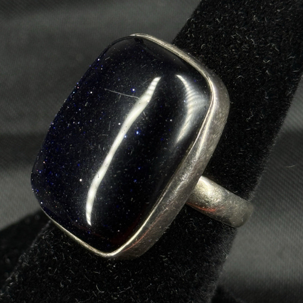 Estate Sterling Silver Ring Blue Sand Stone Size 5 925