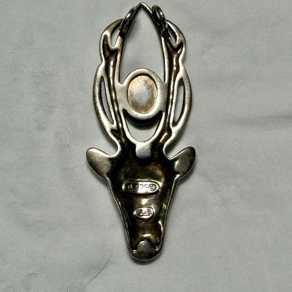 Vintage Victoria Adams Sterling Turquoise Deer Head Pendant Southwestern Style