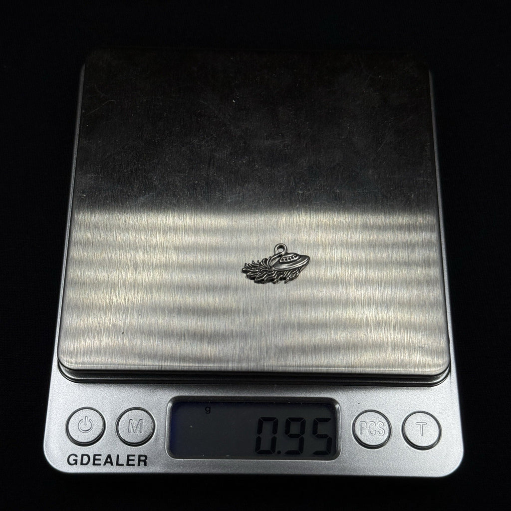 Vintage Sterling Silver Flying Saucer UFO Pendant Charm 925 C$