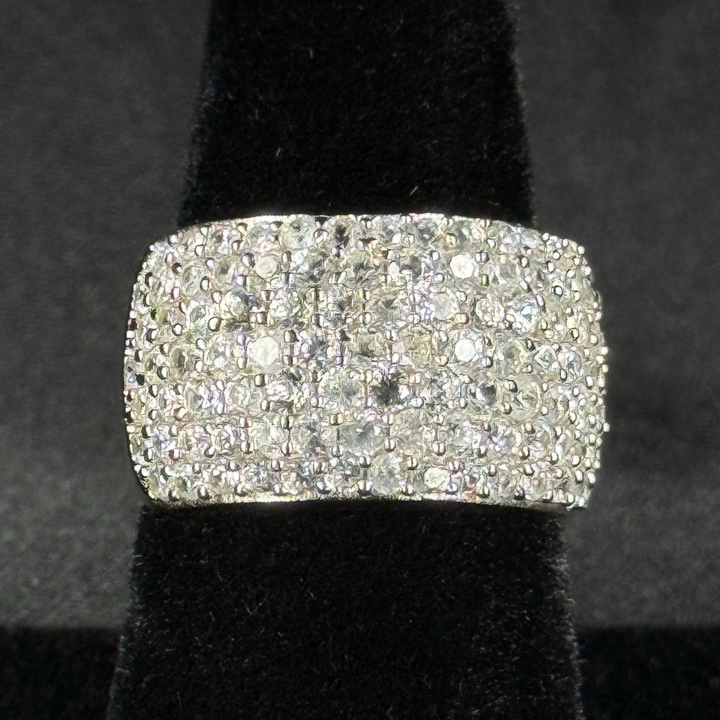 Estate Sterling Silver Ring Thick Pave Band CZ 925 Size 7