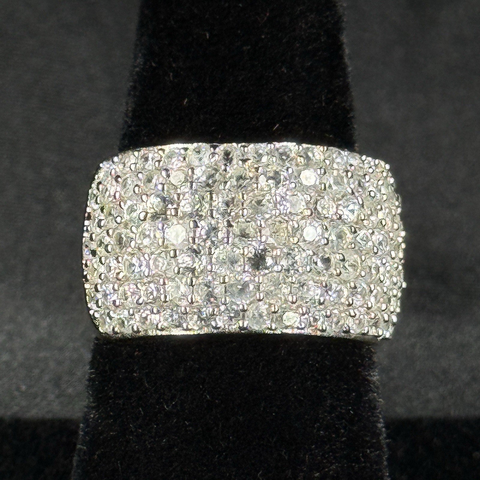 Estate Sterling Silver Ring Thick Pave Band CZ 925 Size 7