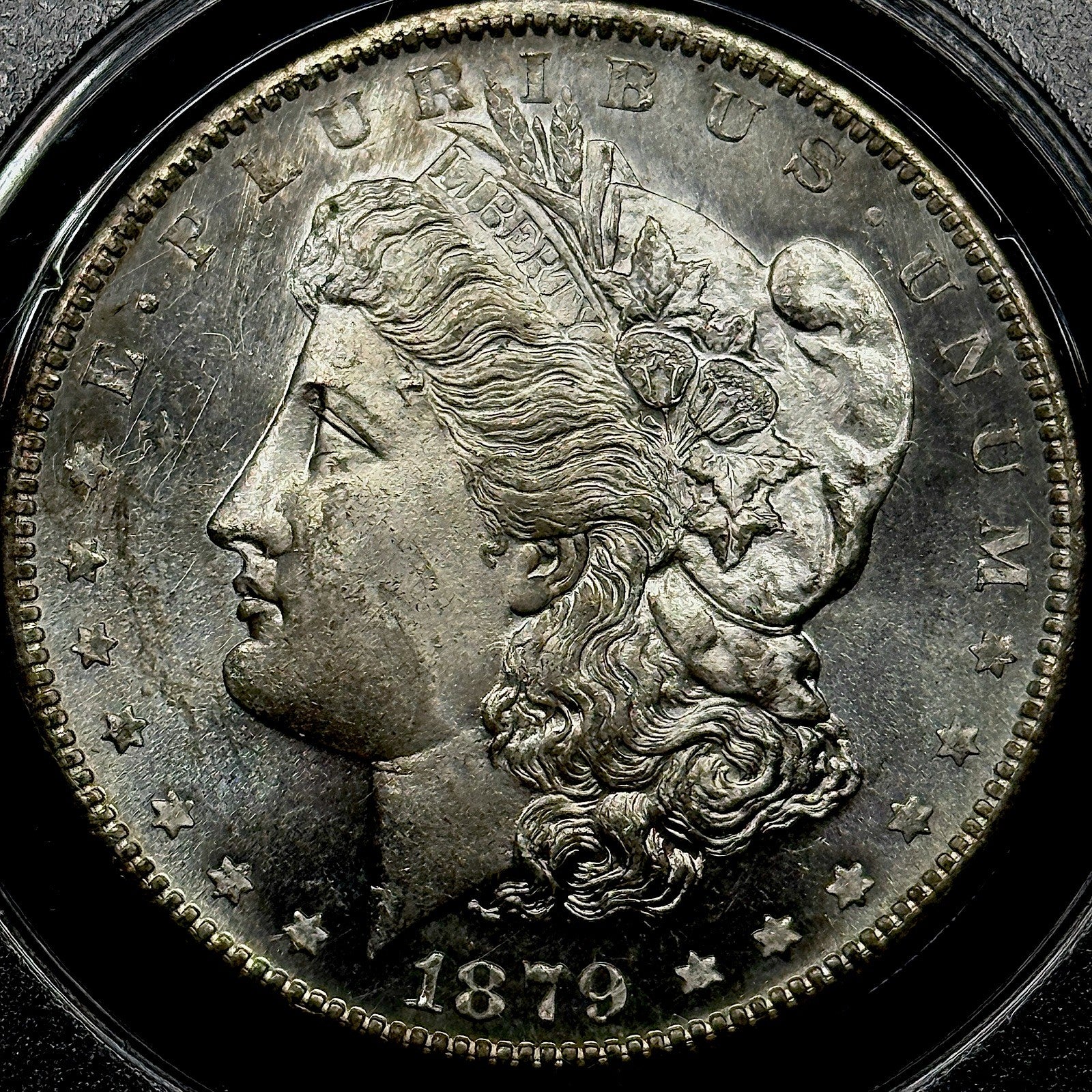 1879-S Morgan Silver Dollar PCGS MS63 Rattler Old Green Holder Reverse Toned