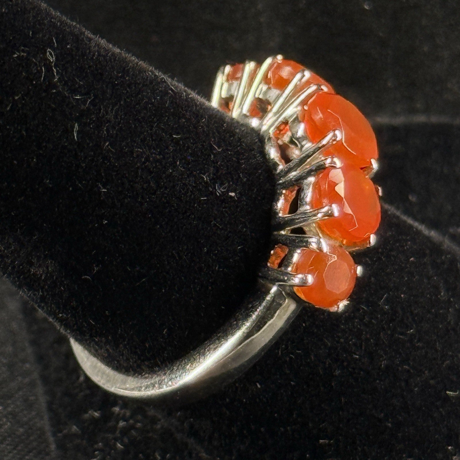 Estate Sterling Silver Ring 925 Orange Carnelian Stones GIE Size 7.5