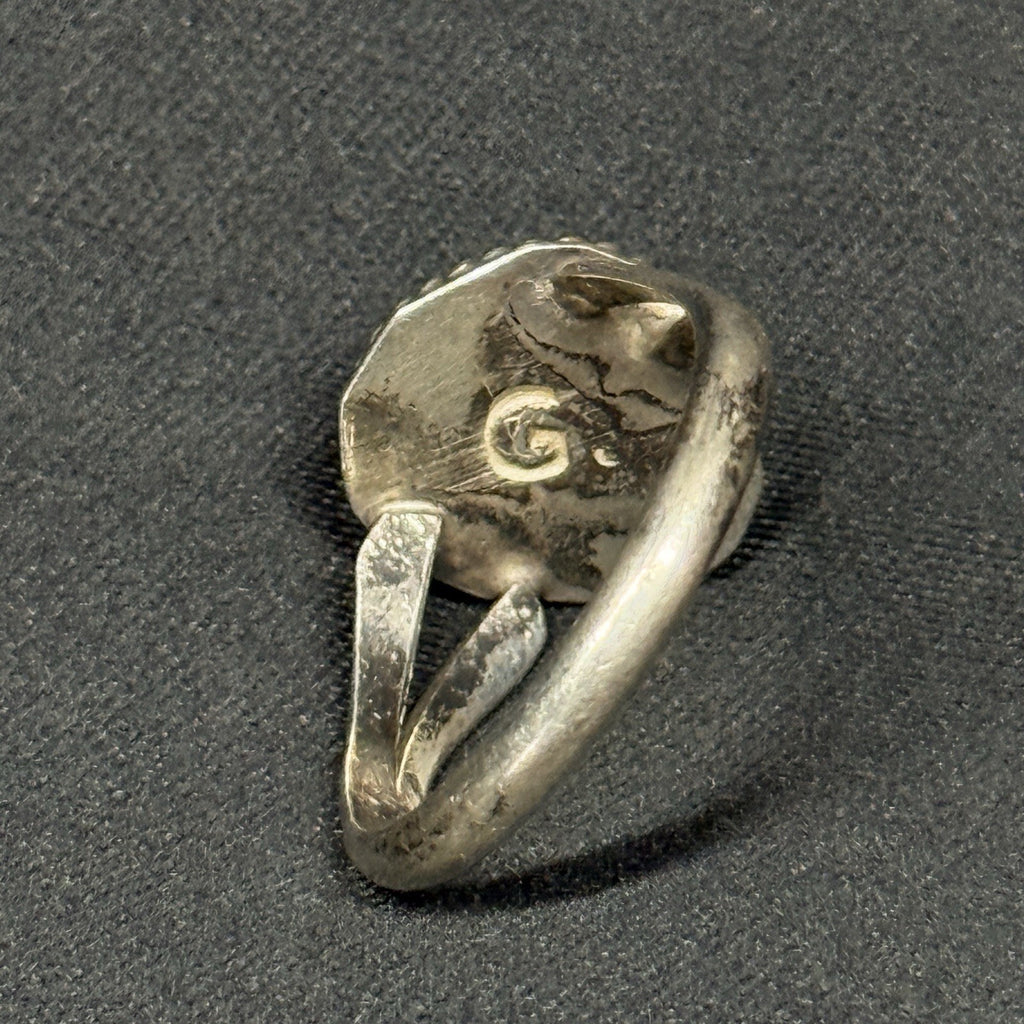 Native American Sterling Silver Ring Green Turquoise Size 7.75 Signed G