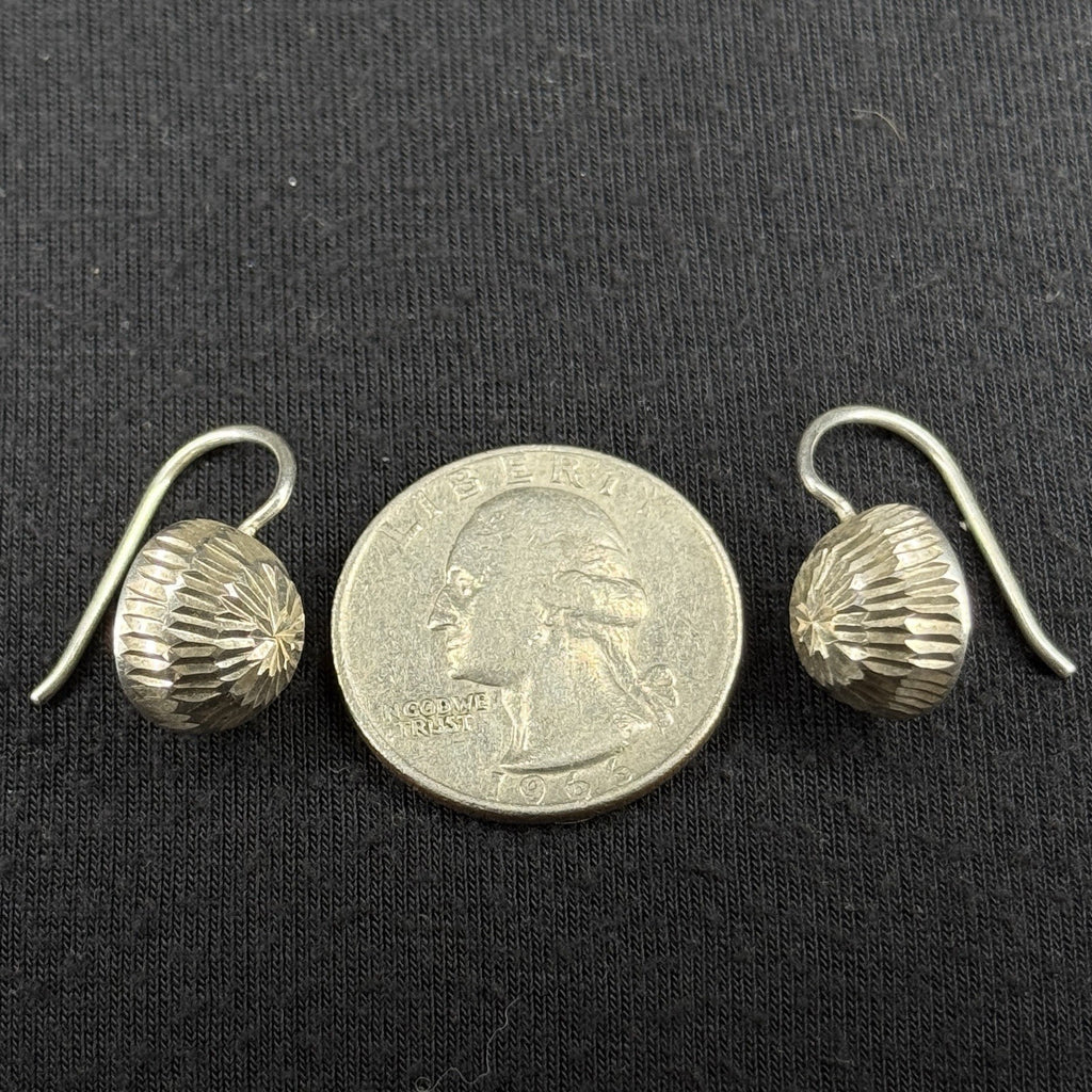 Estate Sterling Silver Earrings Disc Drop 925 Su