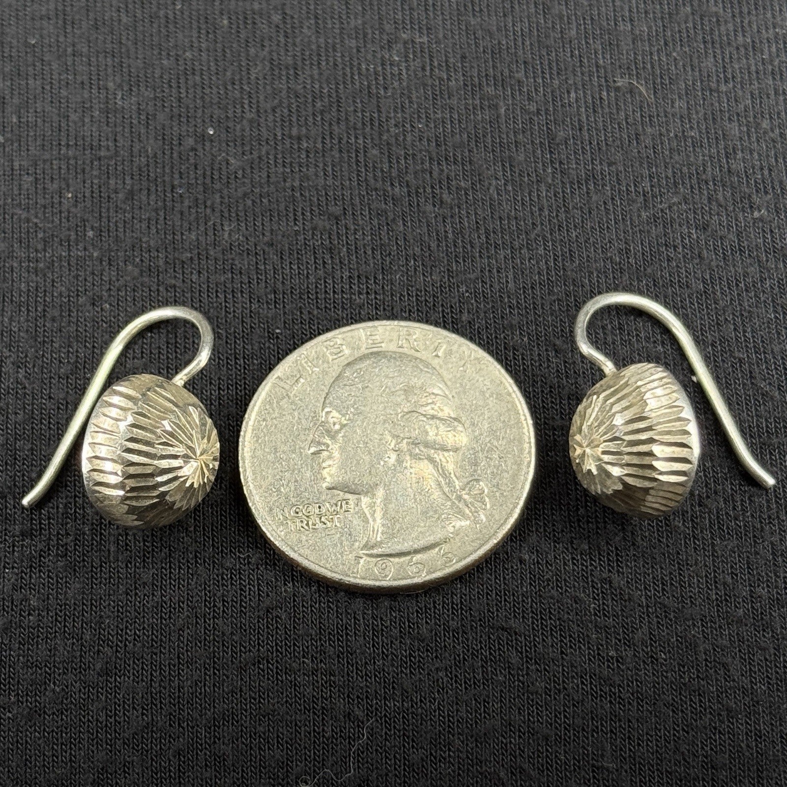 Estate Sterling Silver Earrings Disc Drop 925 Su