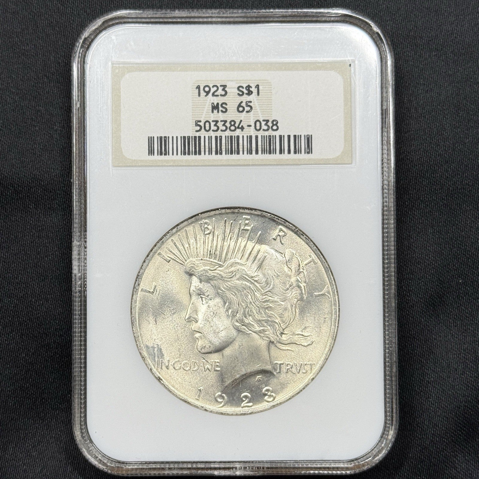 1923 Peace Silver Dollar NGC MS65 Old Fatty Holder Gem BU