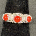 Estate Sterling Silver Ring Stone Red Stone CZ SZ 4.75 925