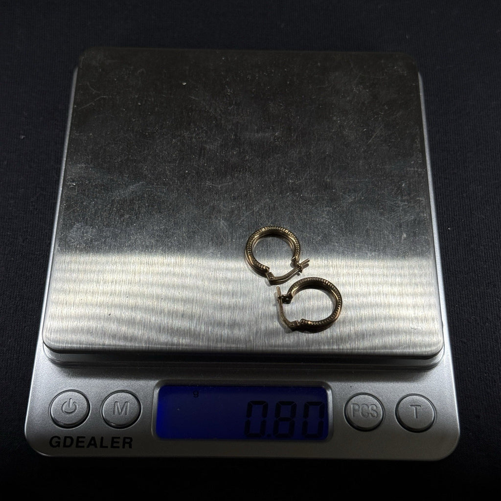 Estate Sterling Silver Earrings Mini Hoop Gold 925