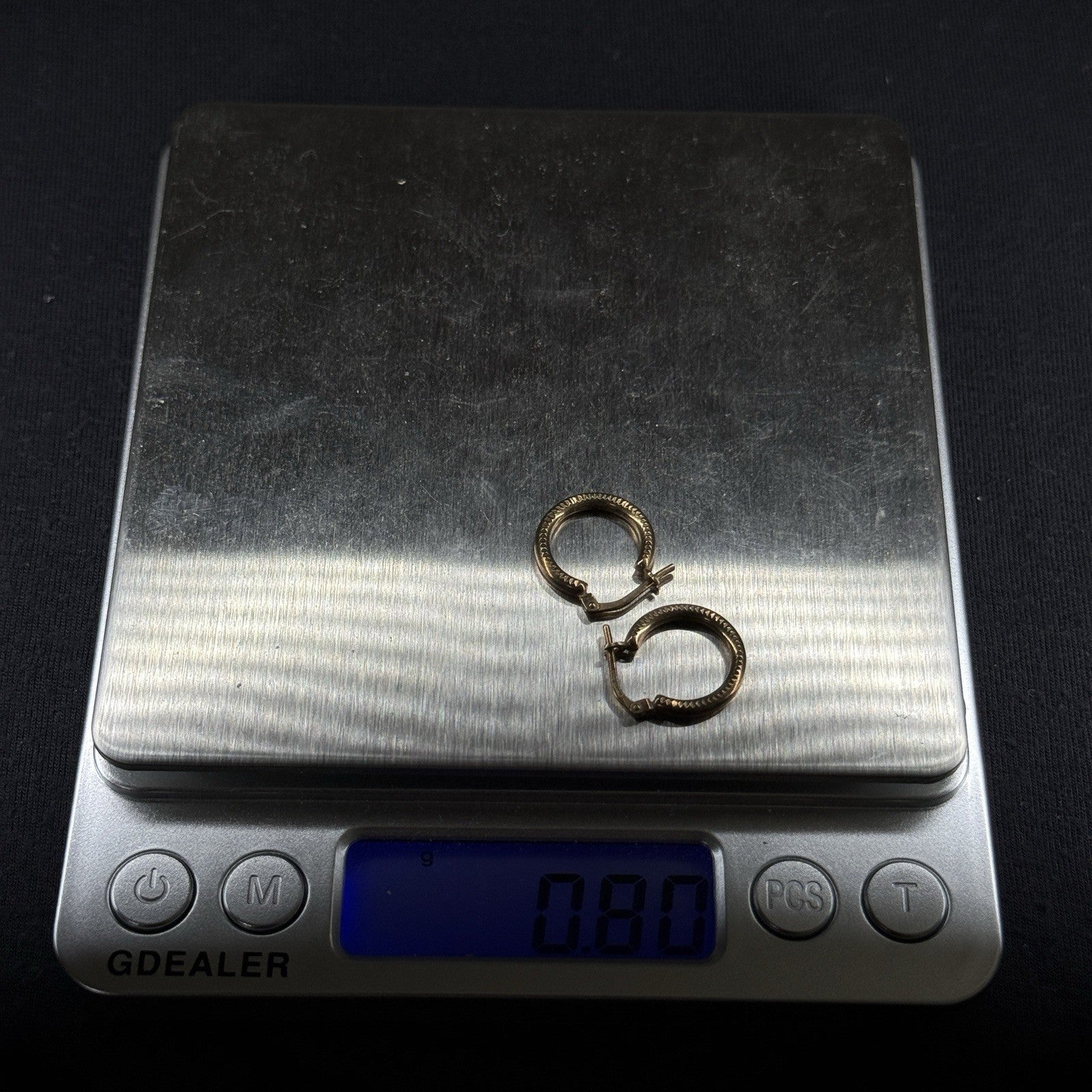 Estate Sterling Silver Earrings Mini Hoop Gold 925
