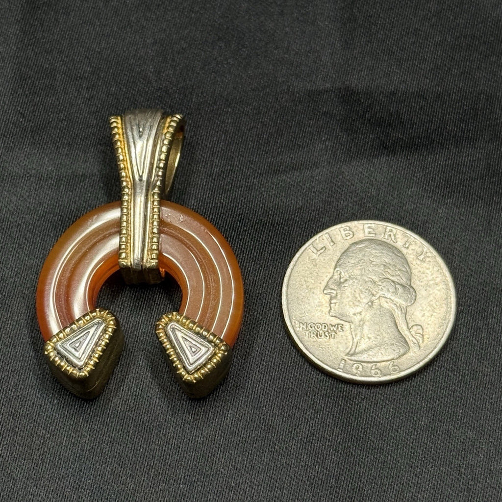 Carolyn Pollack Sterling Silver And Brass Horseshoe Pendant Carnelian