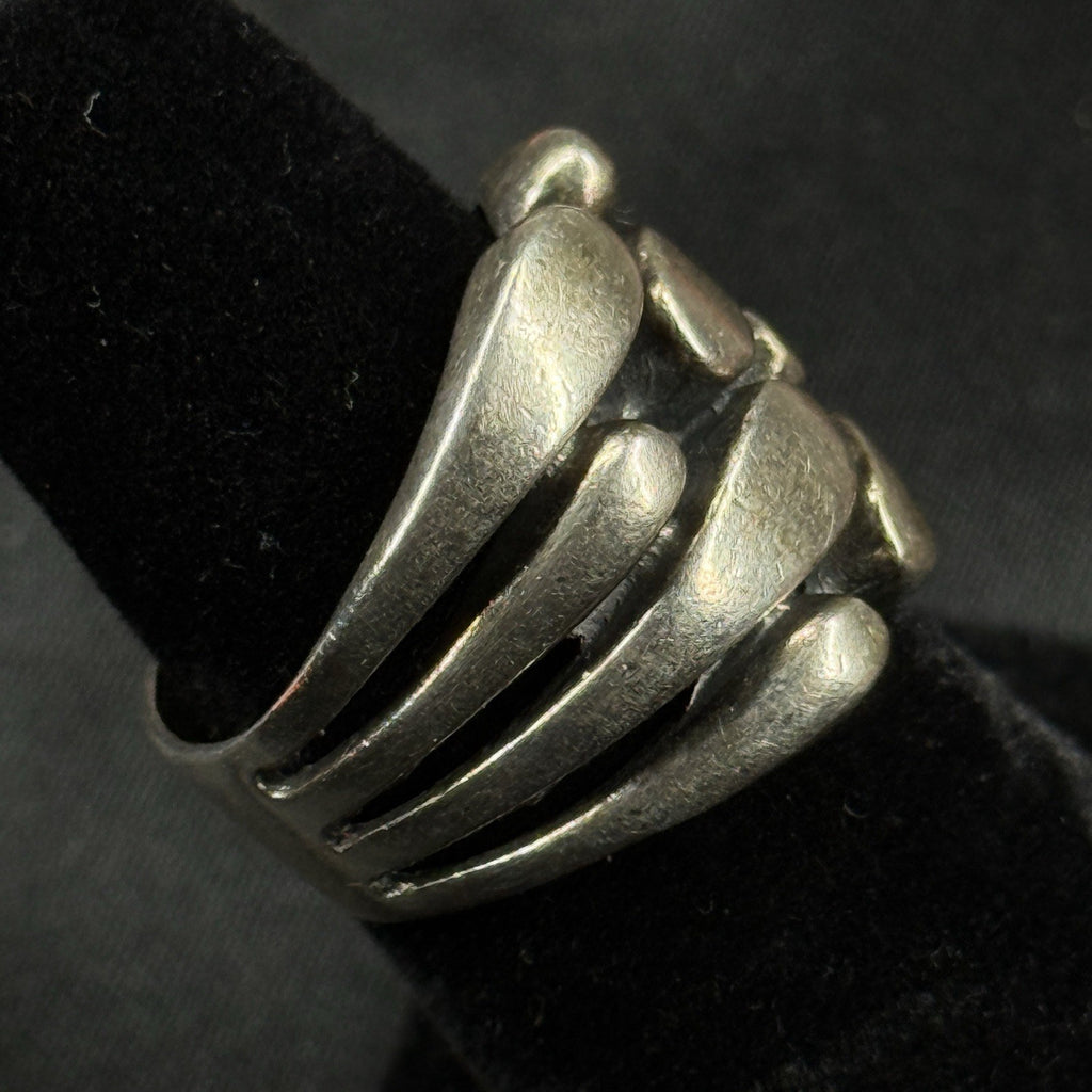 Estate Sterling Silver Ring Abstract Artisan Wide Band Size 6 Hallmarked 925