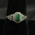 Estate Sterling Silver Ring Green Malachite Size 8 925