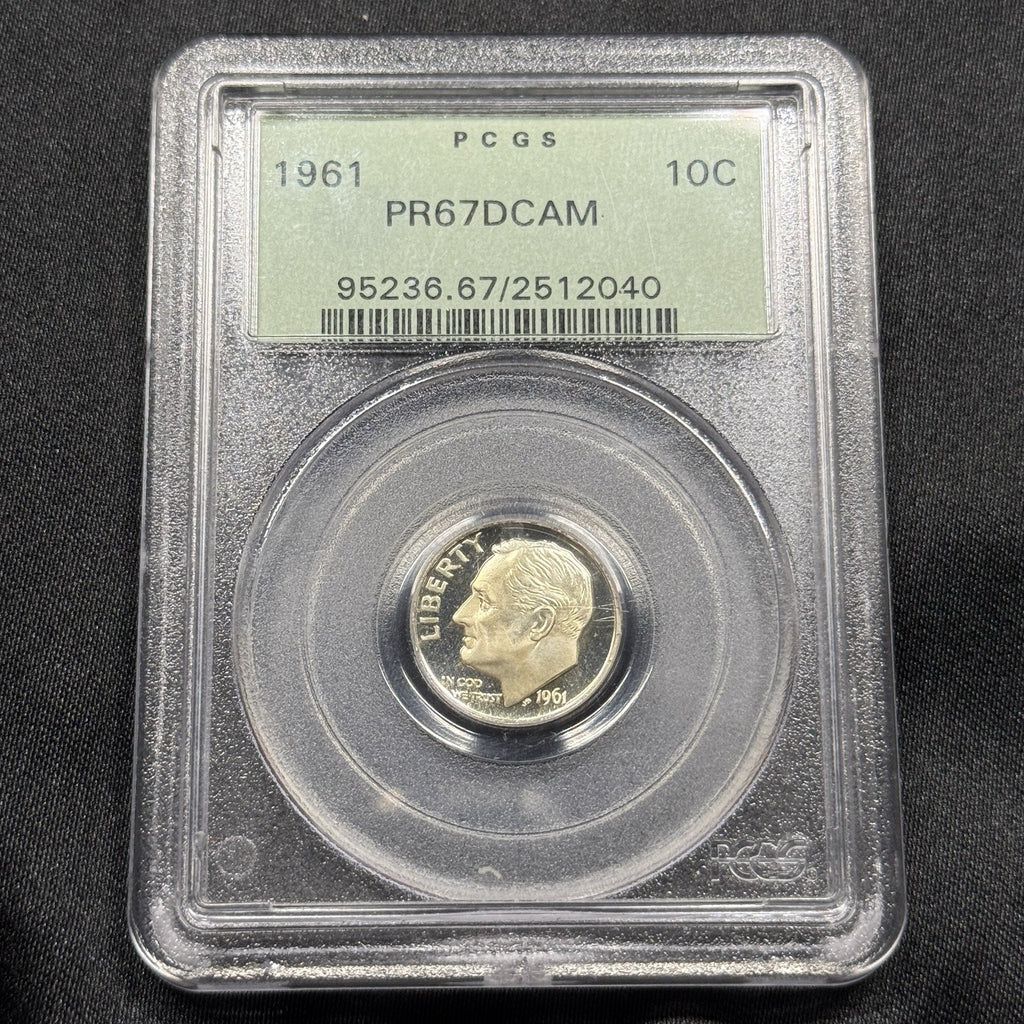 1961 PCGS PR67DCAM Roosevelt Dime Proof Silver Deep Cameo OGH