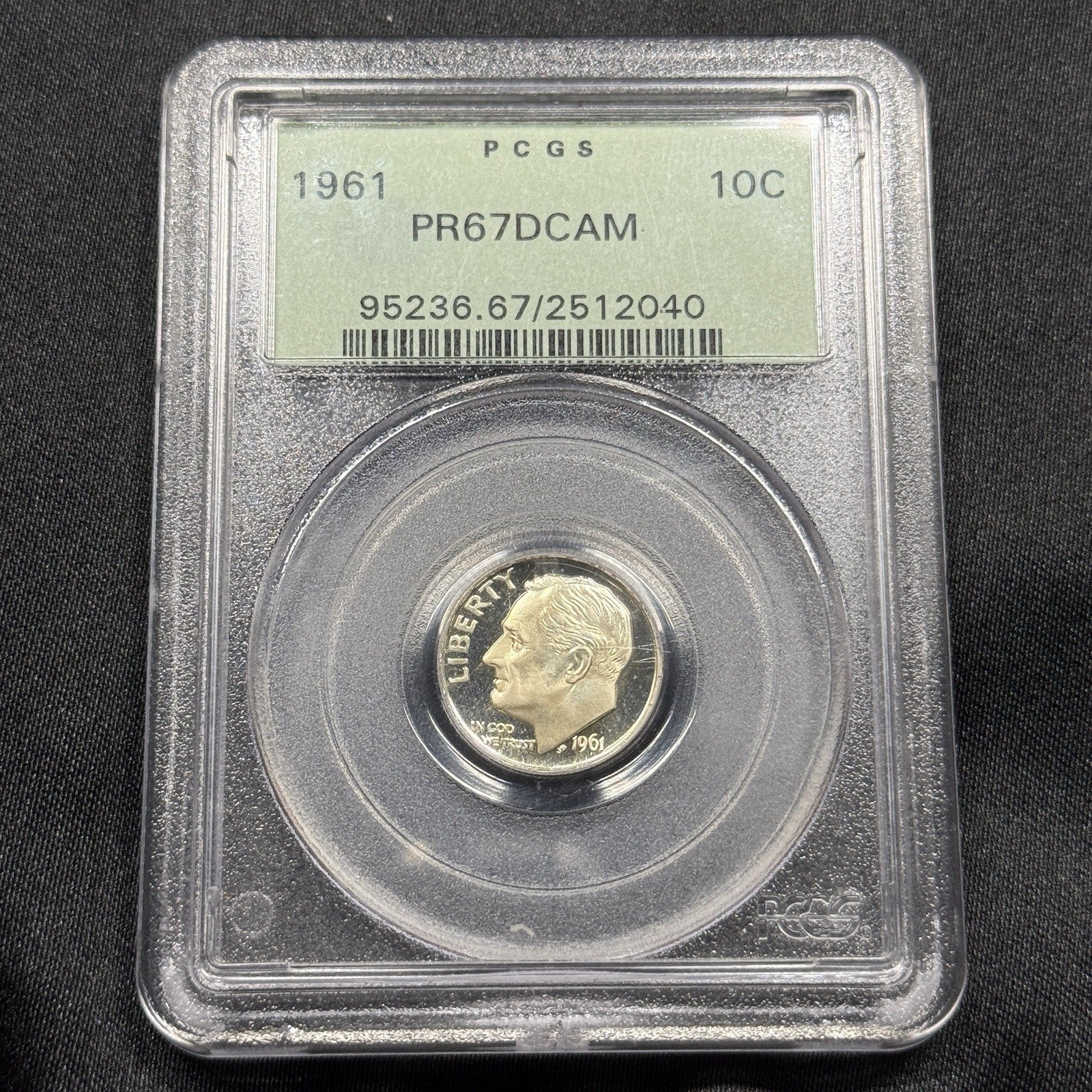 1961 PCGS PR67DCAM Roosevelt Dime Proof Silver Deep Cameo OGH