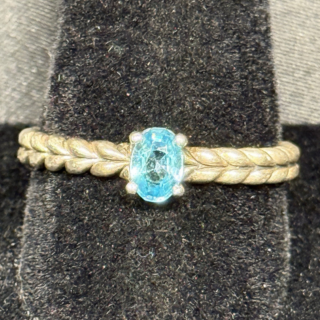 Estate Sterling Silver Ring JAI Blue Topaz  SZ 9.75 925