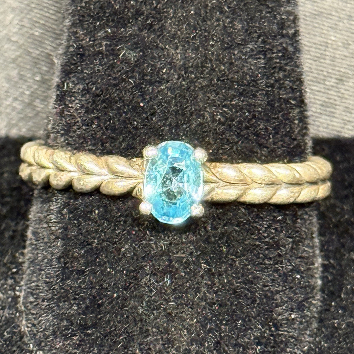 Estate Sterling Silver Ring JAI Blue Topaz  SZ 9.75 925