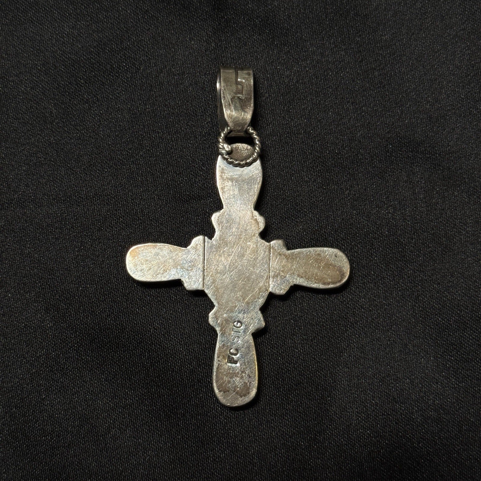 Large Native American Navajo Sterling Silver Pendant FC STG Signed