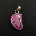 Estate Sterling Silver Pendant Pink Druzy Quartz 925