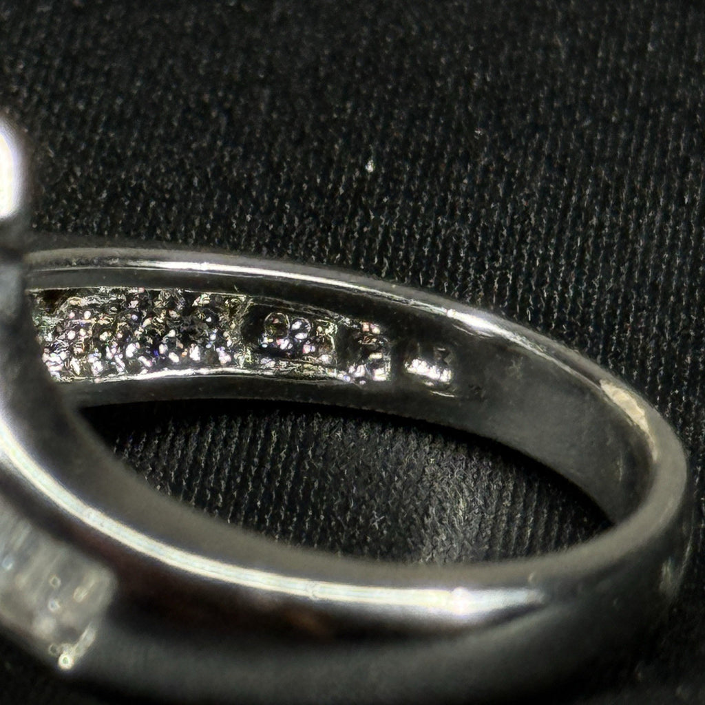 Estate Sterling Silver Ring Black Pearl Chevron Band Size 8.75 925