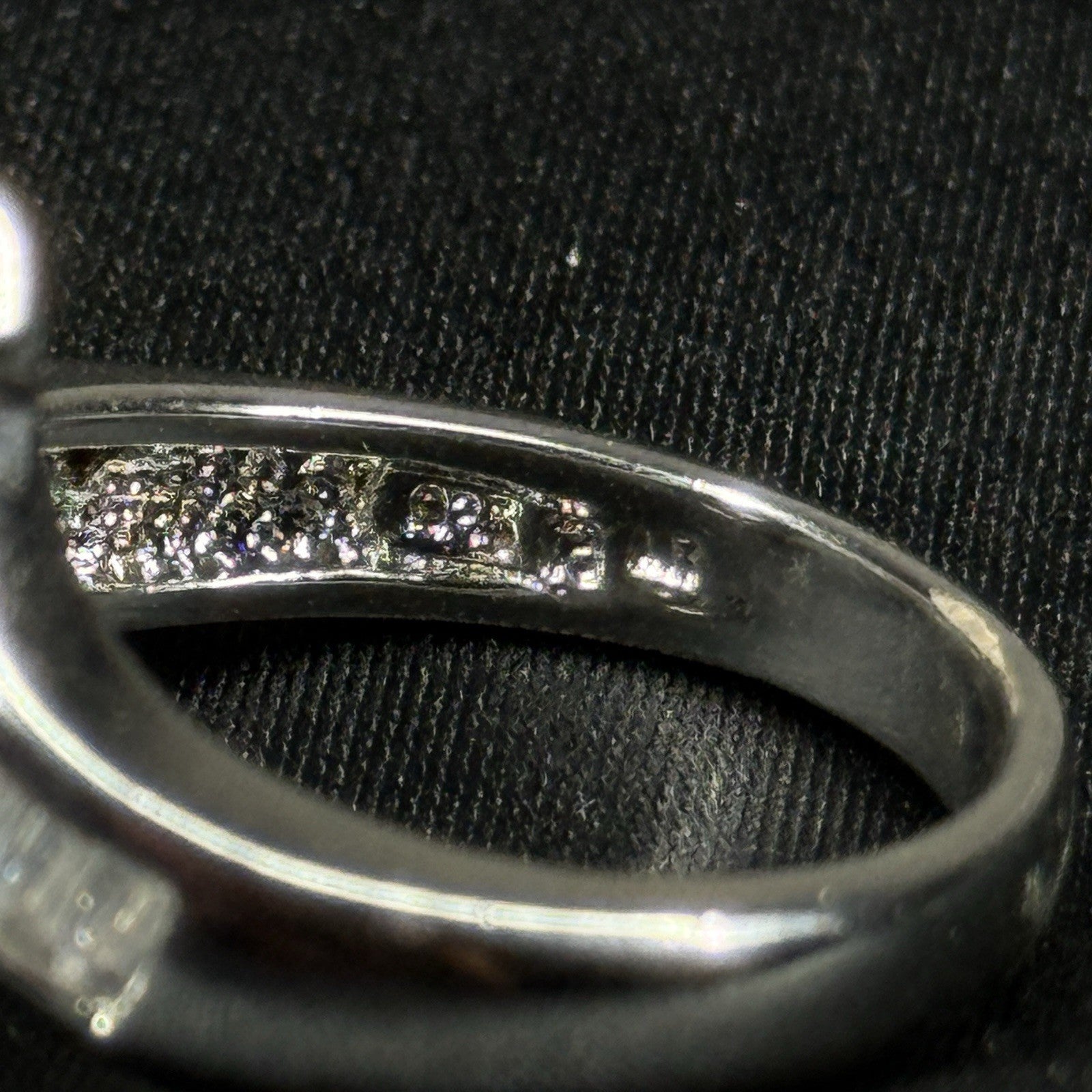 Estate Sterling Silver Ring Black Pearl Chevron Band Size 8.75 925