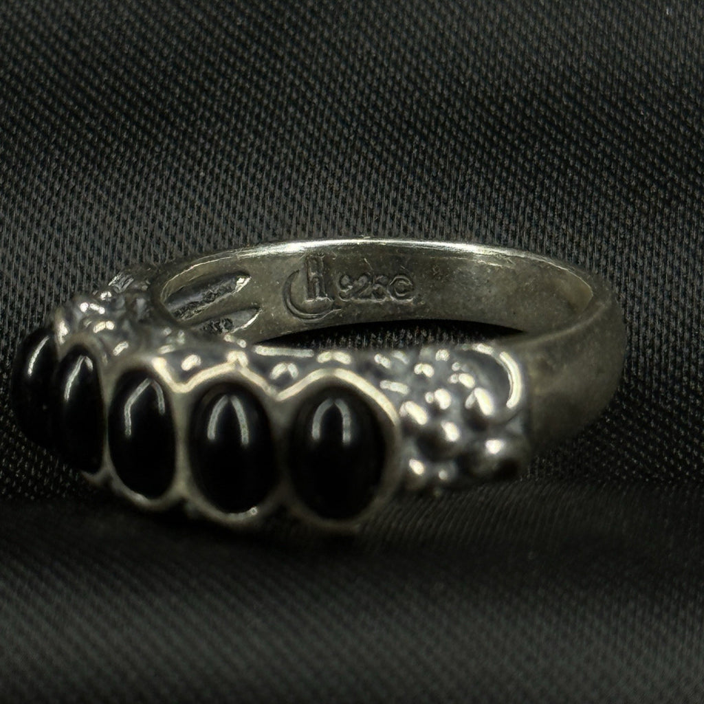 Estate Sterling Silver Ring Black Oynx Carolyn Pollock Size 6 925