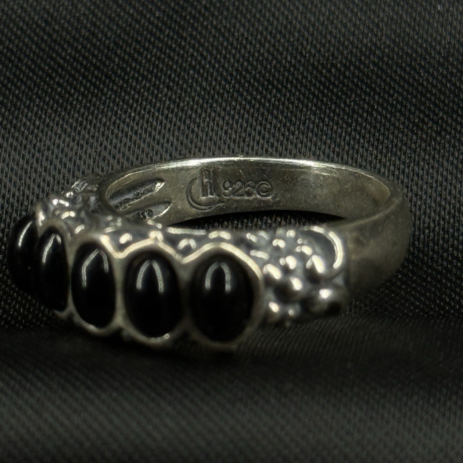 Estate Sterling Silver Ring Black Oynx Carolyn Pollock Size 6 925