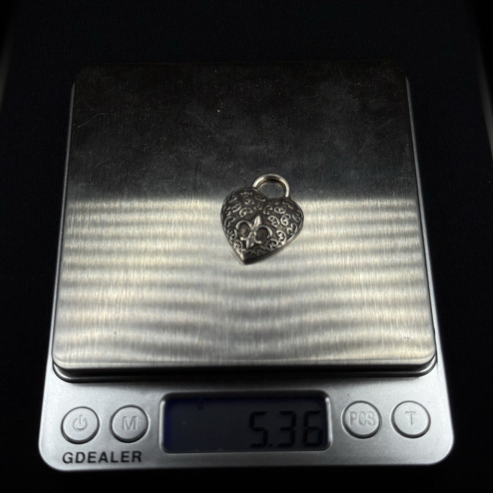 Darren Simonian Sterling Silver Heart Fleur de Lis Vintage Pendant Charm 925