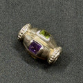 Sterling Silver Barrel Charm with Amethyst Citrine Garnet and Citrine