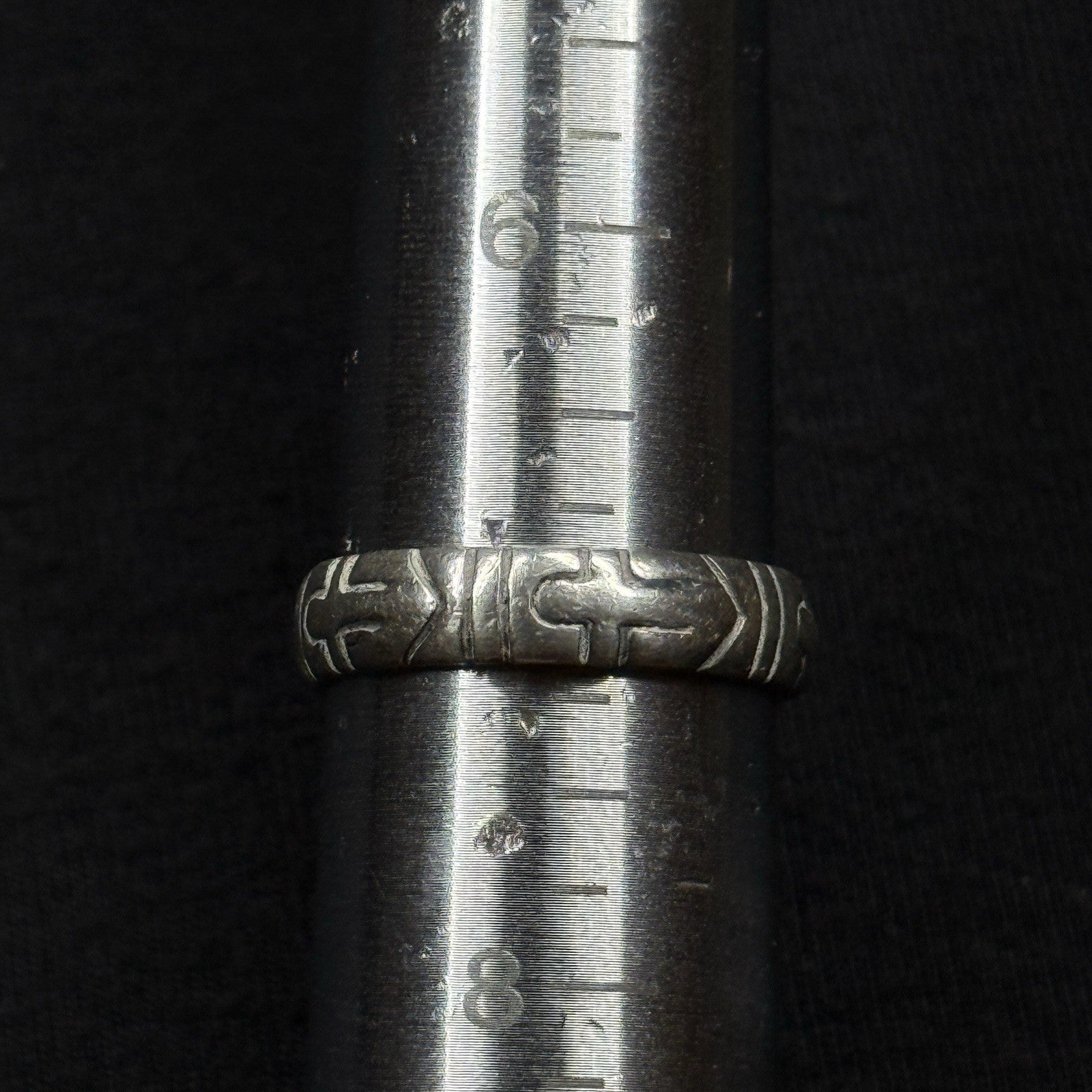 Estate Sterling Silver Cross Engraved Band Size 7 925