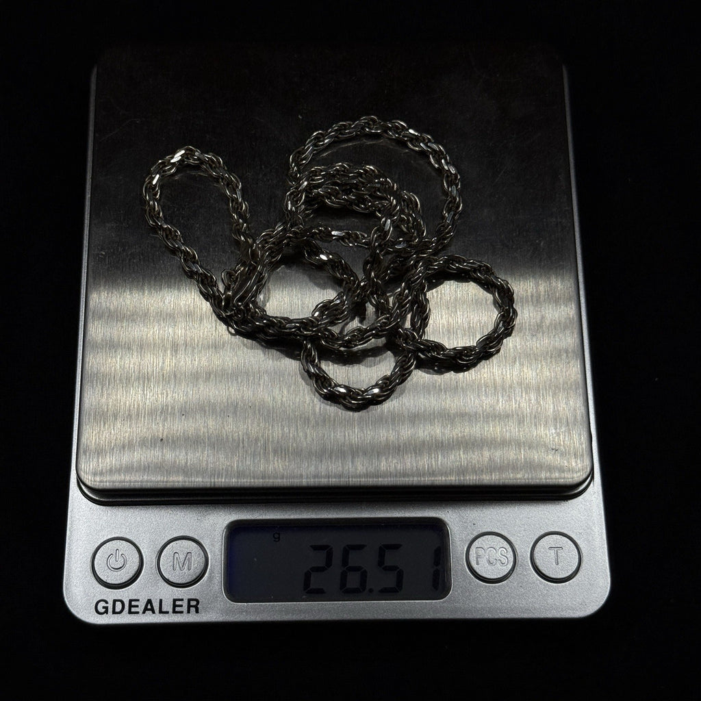Estate Sterling Silver Rope Necklace Chain Vintage  925 26.5 Grams 23IN